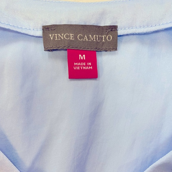NWT Vince Camuto Satin Long Sleeve Embellished Blue Blouse Size M - Picture 7 of 11